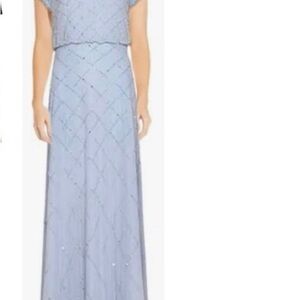 Adrianna Papell Light Blue Full Length Beaded Dress